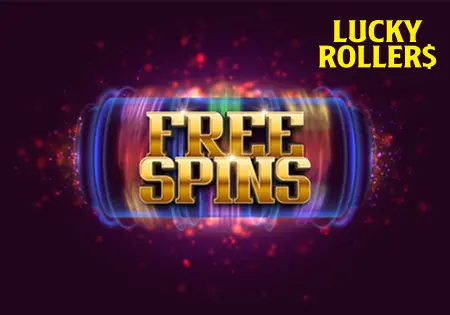 LuckyRollers free spins banner with the LuckyRollers logo