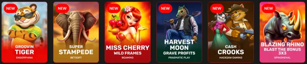 Lucky Rollers New Games section showing recently released online slots